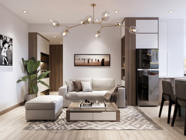 Thiết kế chung cư bằng gỗ hiện đại với tông nâu tối nhà anh Thuỷ